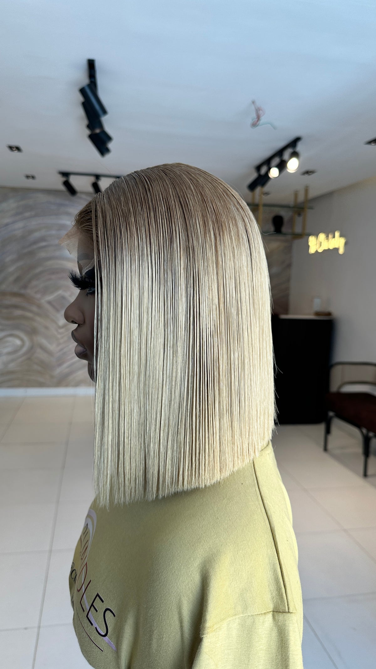 10”ash blonde bone straight W/closure/frontal