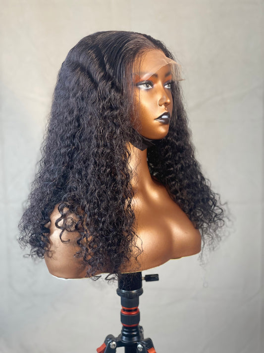 18” Black deep curls w/ a closure/frontal