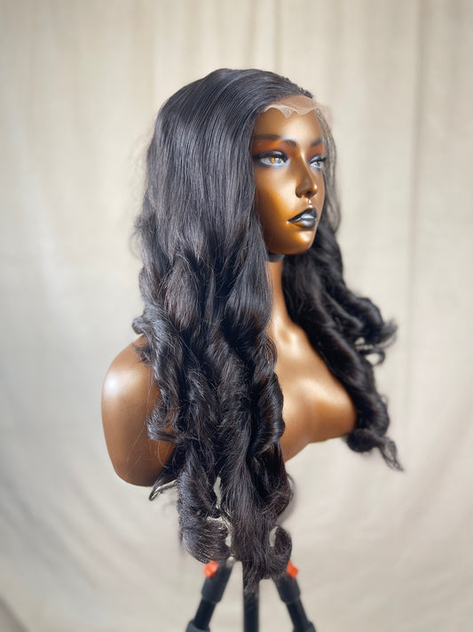 20” Black Bouncy layered w/ a closure/frontal